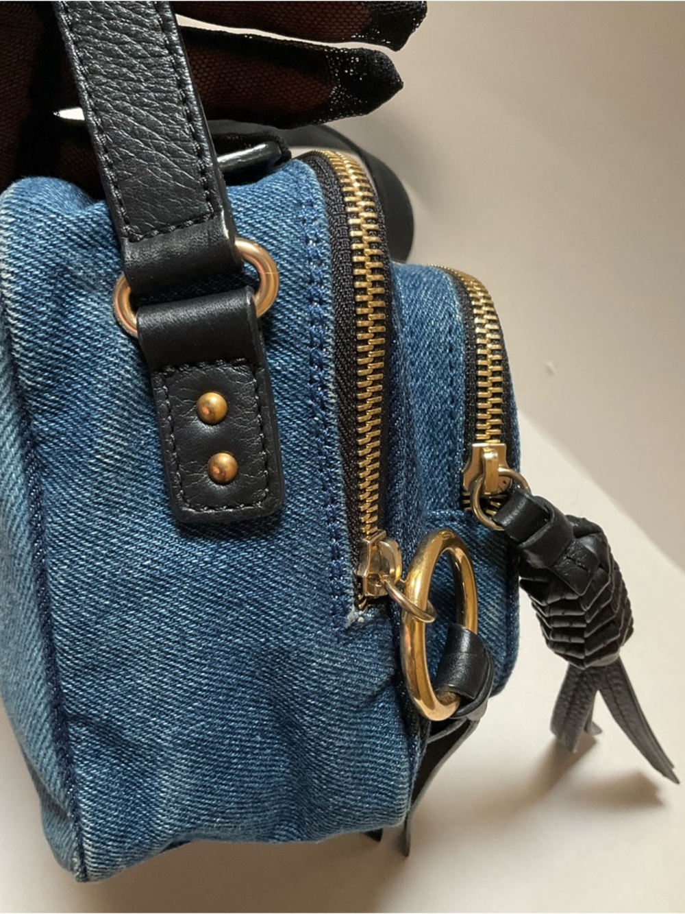 See by Chloé Patti Camera Bag Denim Blue & Black Crossbody Blue Jeans top handle - Picture 15 of 16